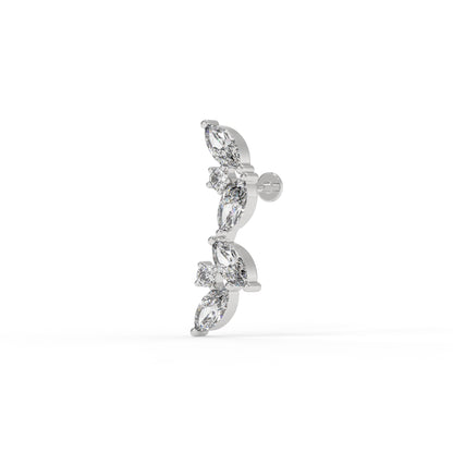 Piercing courbé,OR BLANC 9K.