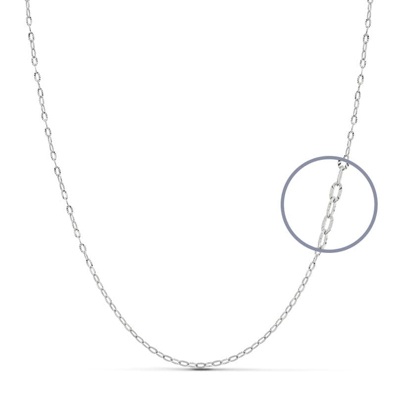 Chaine plate facettée , Or blanc 18k