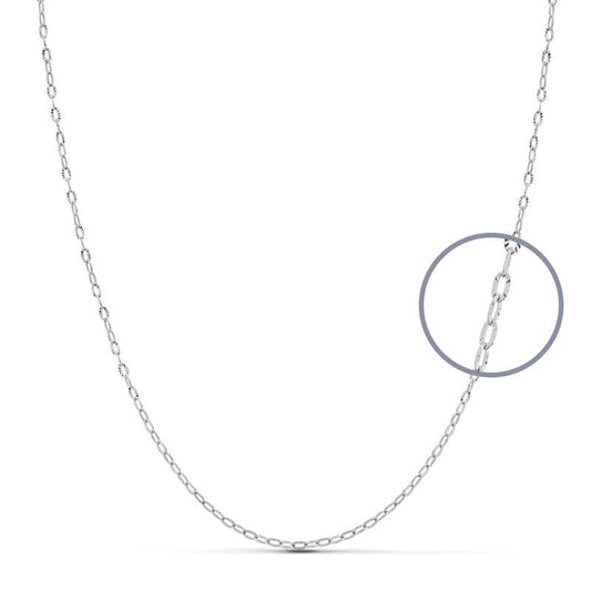 Chaine plate facettée , Or blanc 18k