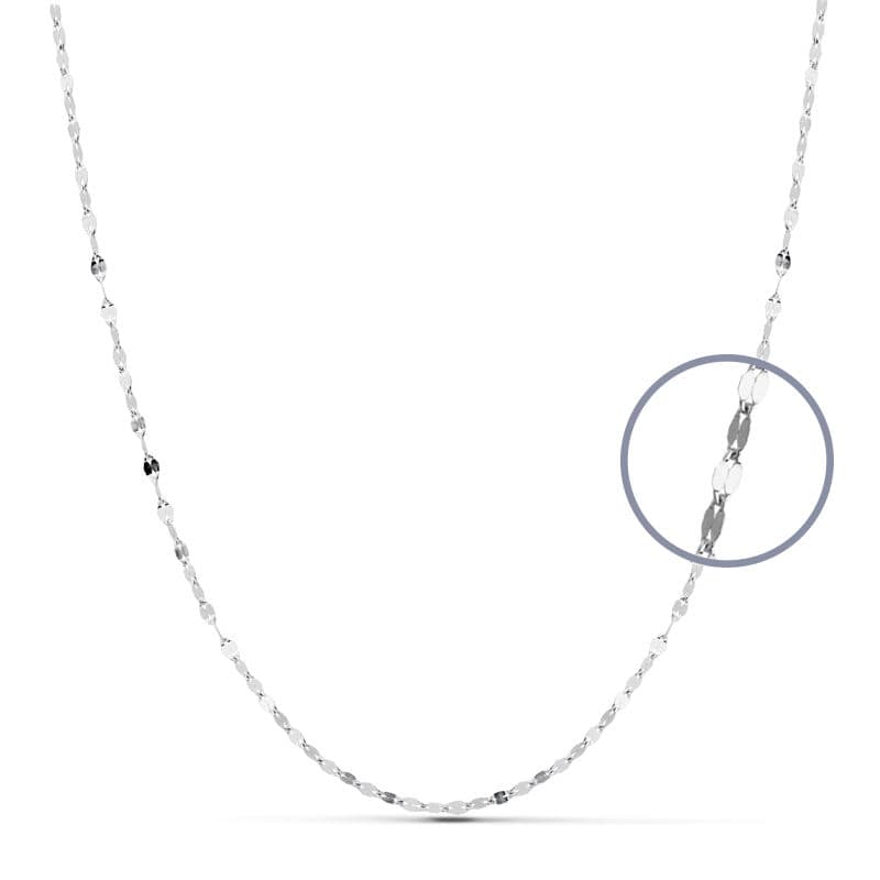Chaine maille plate , Or blanc 18k