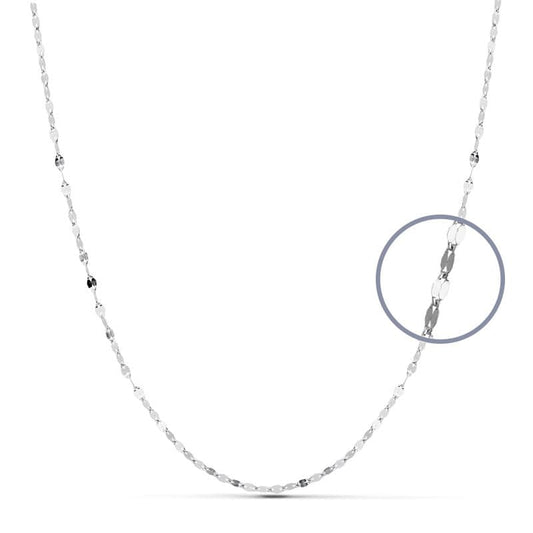 Chaine maille plate , Or blanc 18k