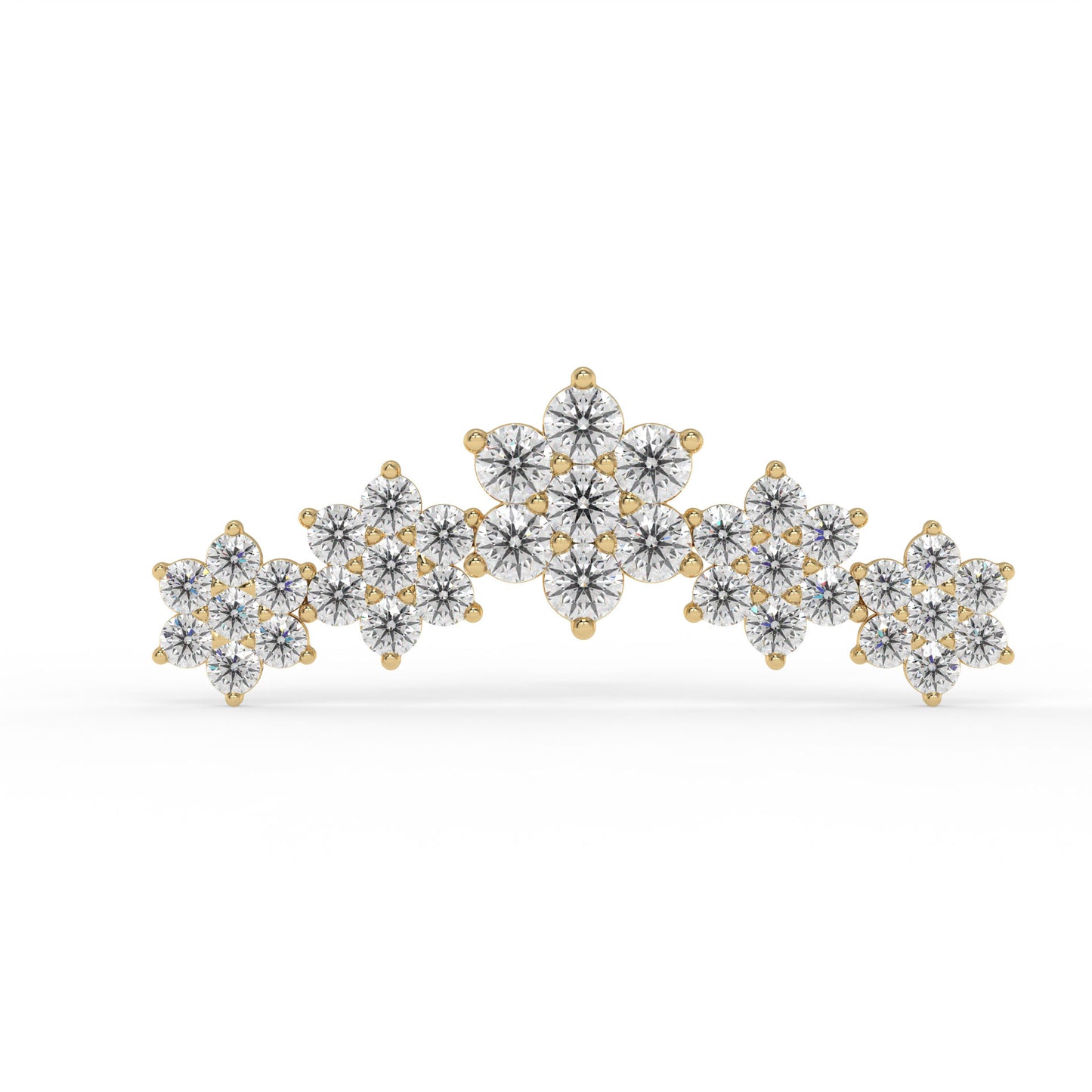 Piercing courbé fleur ,OR JAUNE 9K.