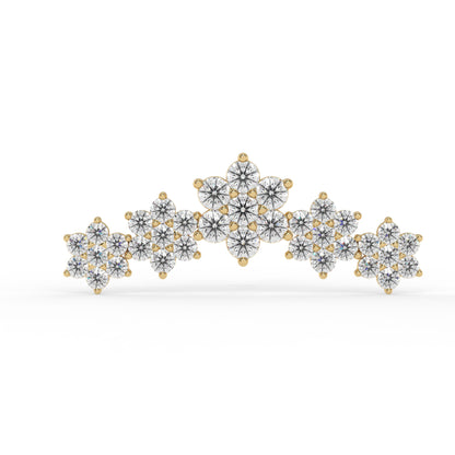 Piercing courbé fleur ,OR JAUNE 9K.