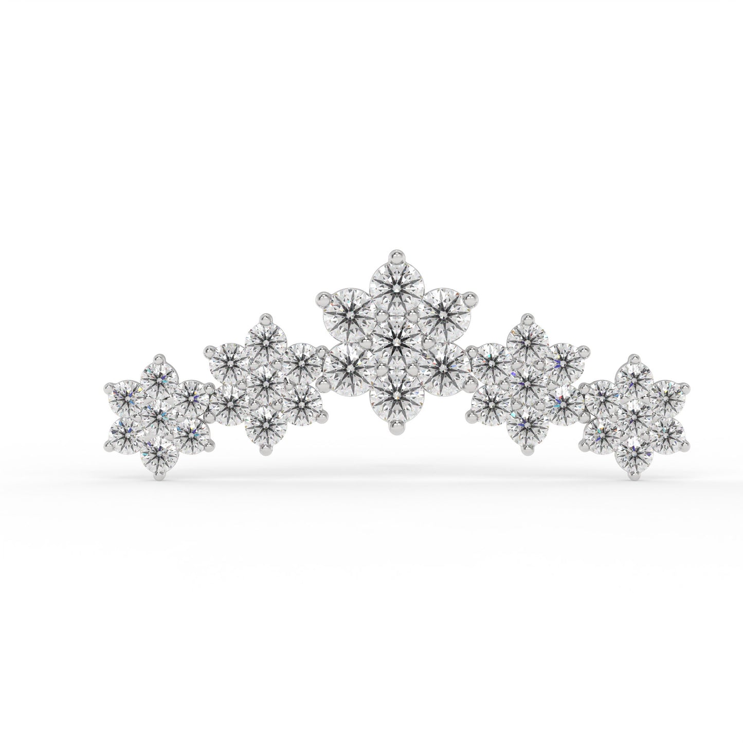 Piercing courbé fleur ,OR BLANC 9K.