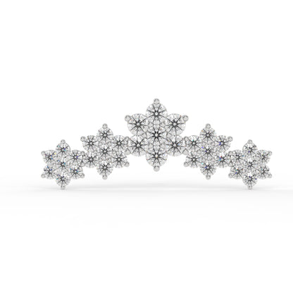 Piercing courbé fleur ,OR BLANC 9K.