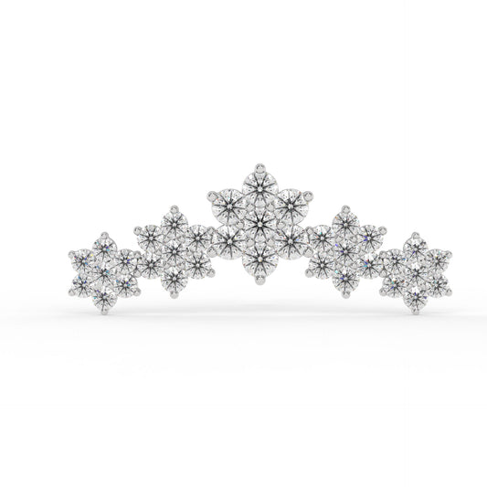 Piercing courbé fleur ,OR BLANC 9K.