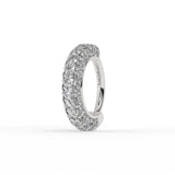 Piercing hélix anneau clicker pavé de zirconium en or blanc 9 carats