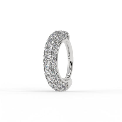 Anneau cliquers zirconium ,Or blanc 9K