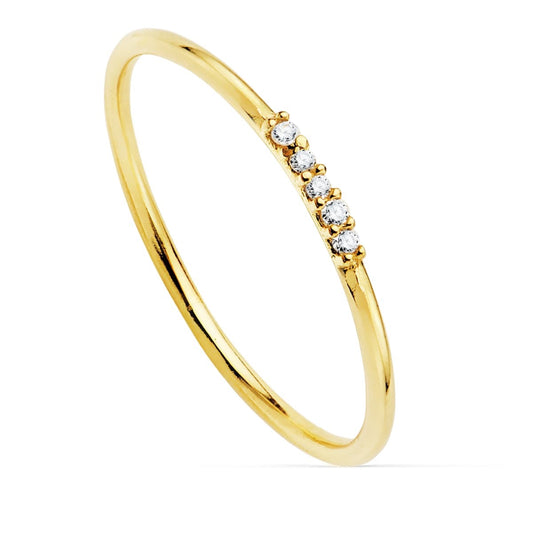 Bague solitaire 5 diamants , Or 18k