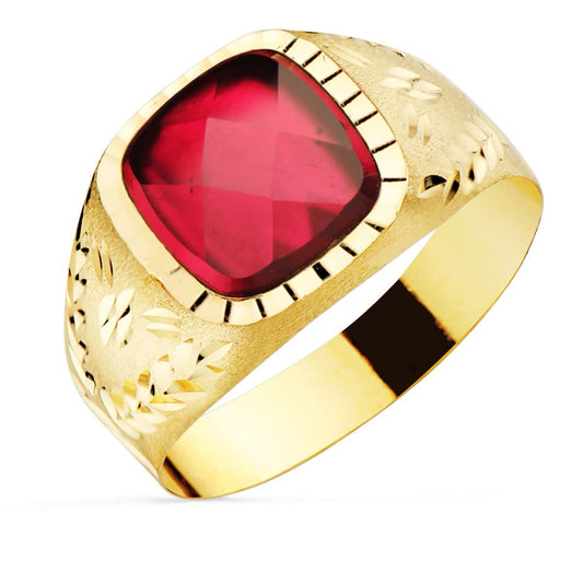 Chevalière rubis, Or 18k