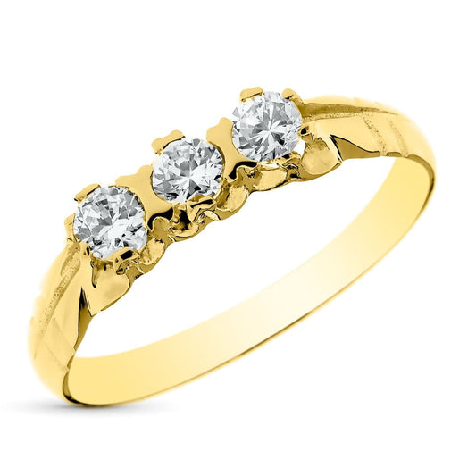 Bague 3 zirconium ,Or 18k