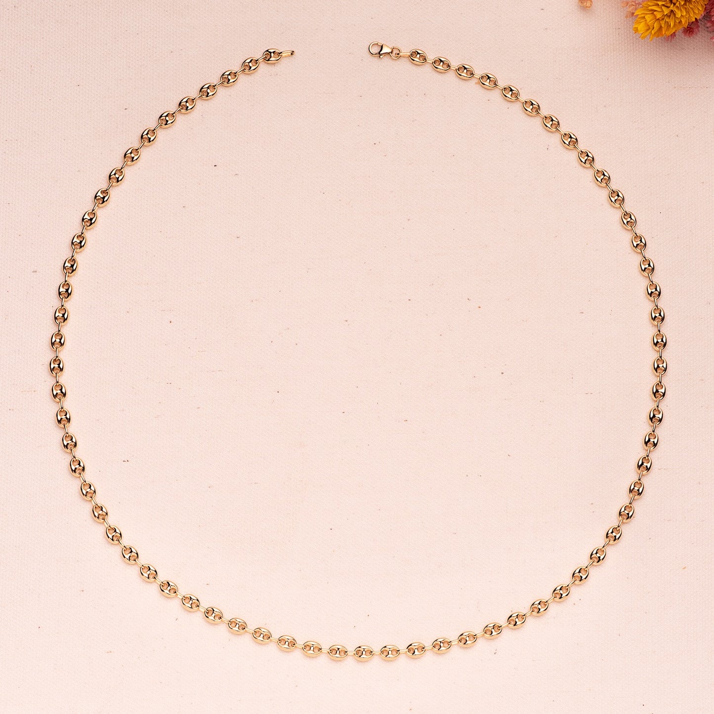 Chaîne maille Grain de café , Or 18k