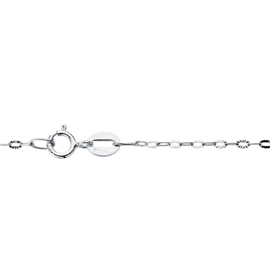 Chaine or blanc maille facettée , Or blanc 18k