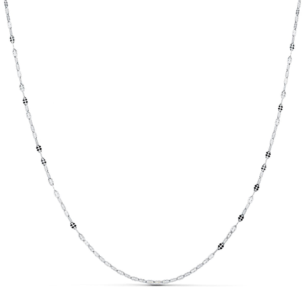 Chaine maille plate facetté , Or blanc 18k