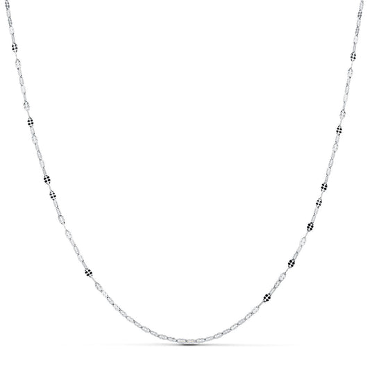 Chaine maille plate facetté , Or blanc 18k