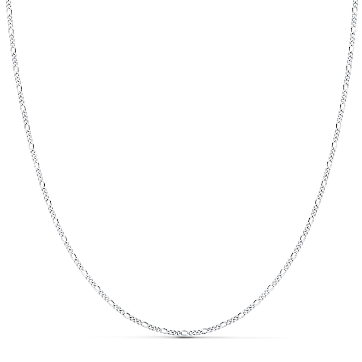 Chaine maille figaro 3x1mm , Or blanc 18k