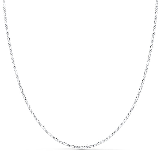 Chaine maille figaro 3x1mm , Or blanc 18k