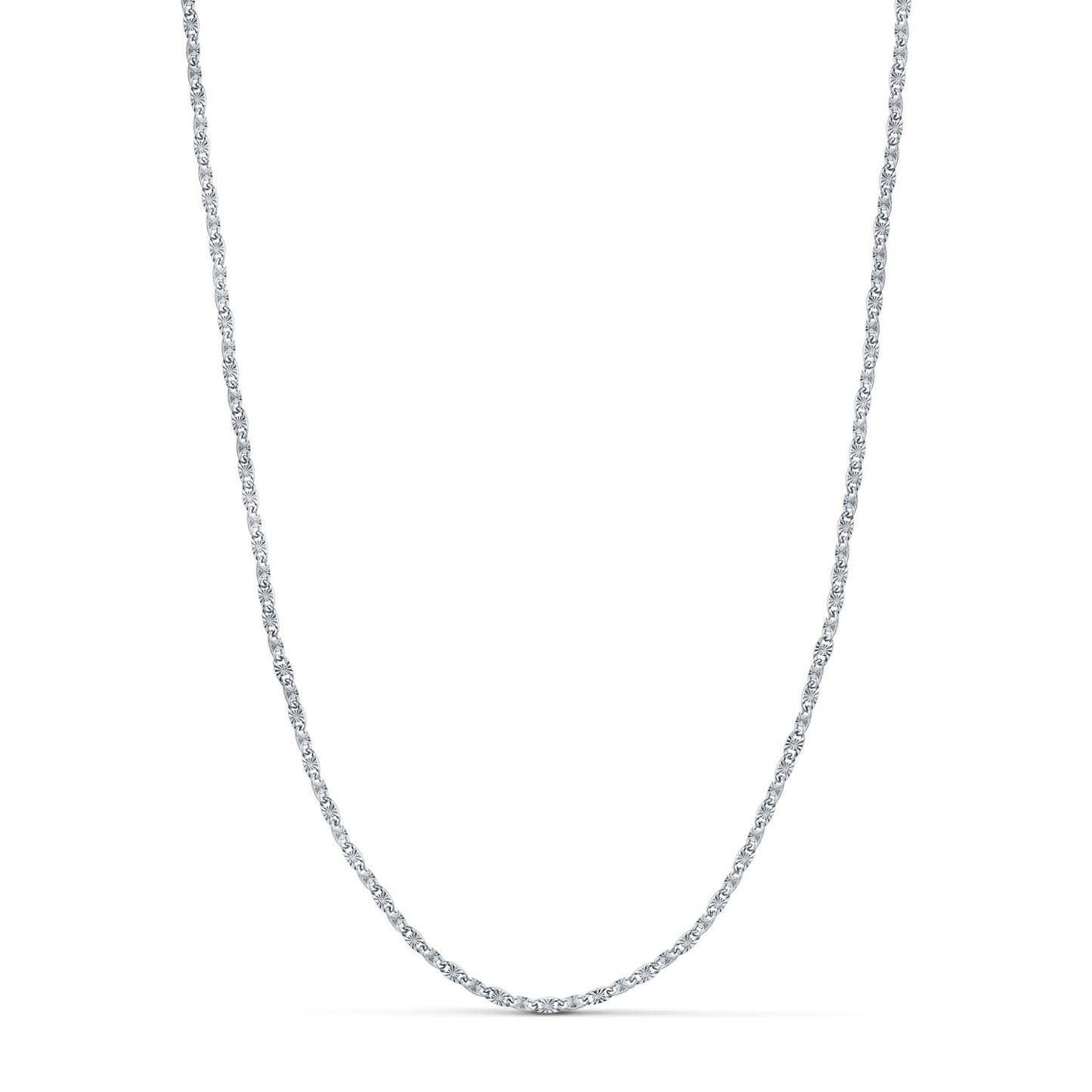 Chaine maille alternée avec motifs gravés ,Or blanc 18K