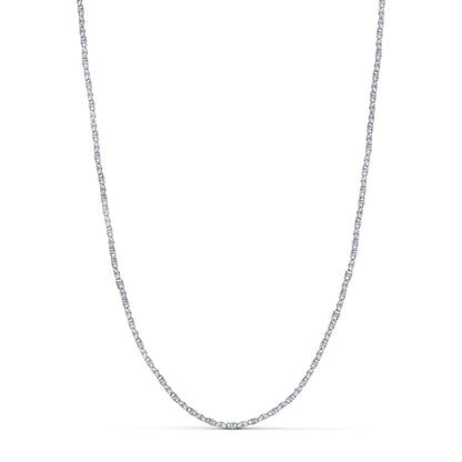 Chaine maille alternée avec motifs gravés ,Or blanc 18K