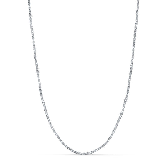 Chaine maille alternée avec motifs gravés ,Or blanc 18K