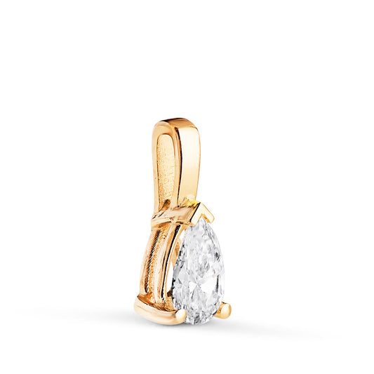 Pendentif diamant poire g-vs1 , Or jaune 18K