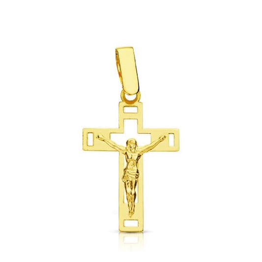 Pendentif croix avec christ , Or 18K