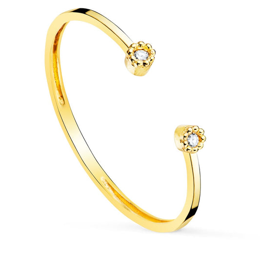 Bague ouverte serti 2 diamants , Or 18k