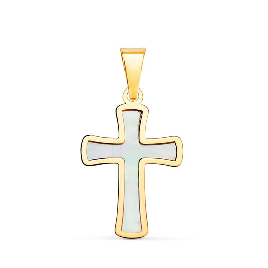 Pendentif croix nacre, Or 18k