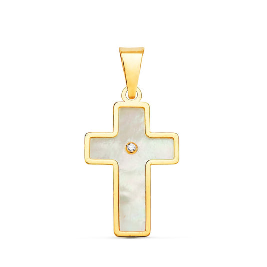 Pendentif croix nacre, Or 18k