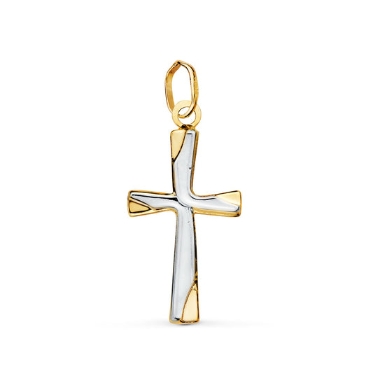 Pendentif croix bicolore, Or 18k
