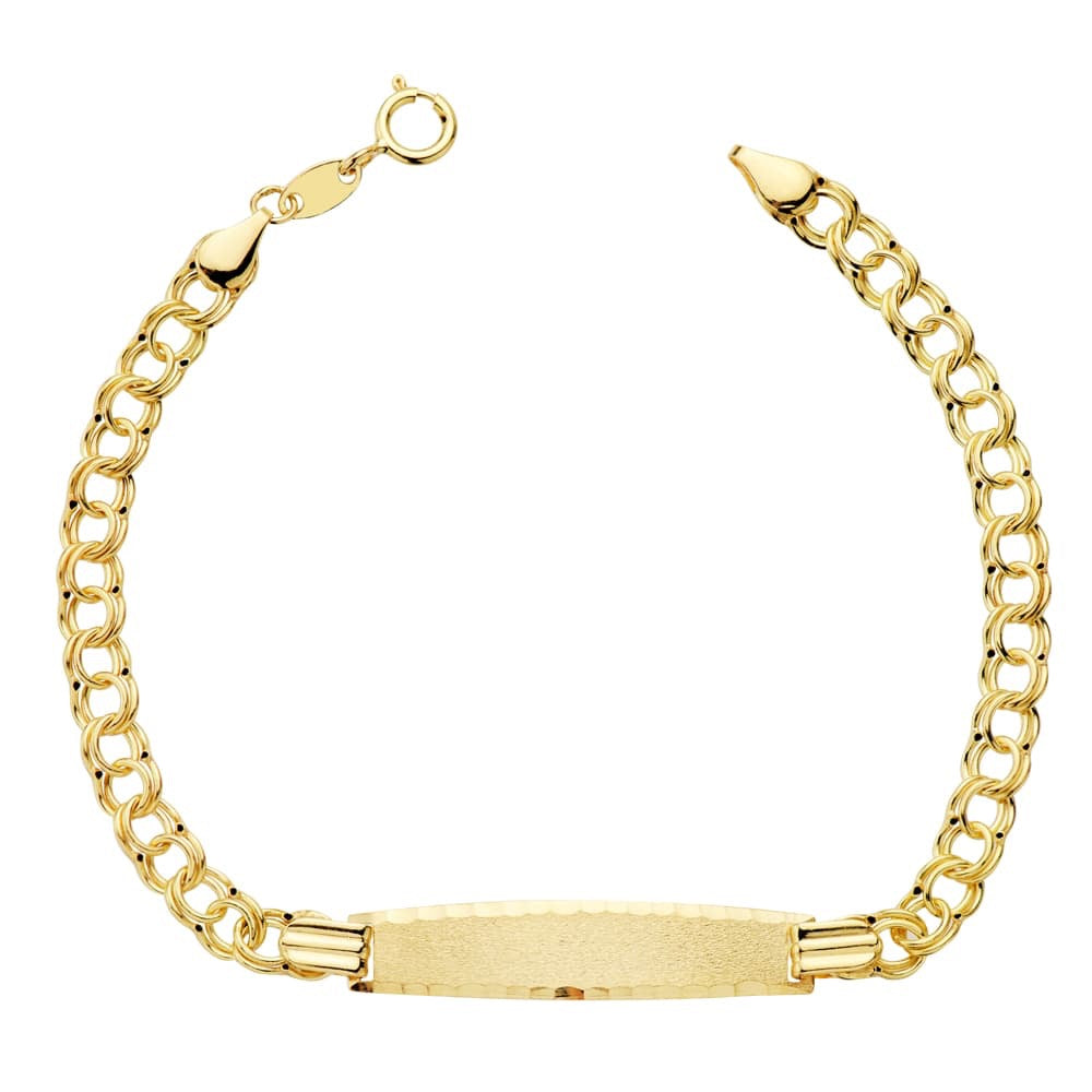 Bracelet Identité bébé maille jaseron , plaque rectangle, Or 18k
