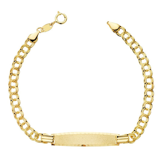 Bracelet Identité bébé maille jaseron , plaque rectangle, Or 18k