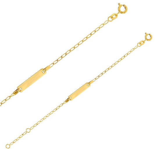 Bracelet Identité bébé maille cheval, plaque rectangle , Or 9k