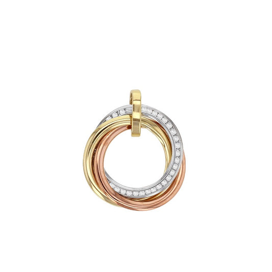 Pendentif cercles entrelacés avec oxydes de zirconium ,3 ors 9K