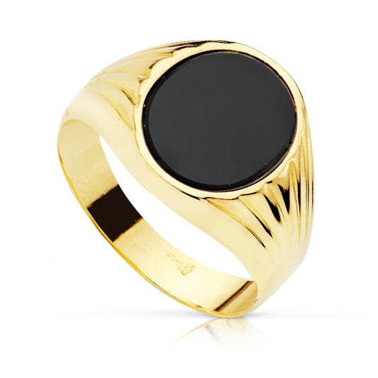 Chevalière oval onyx naturelle, Or 18k