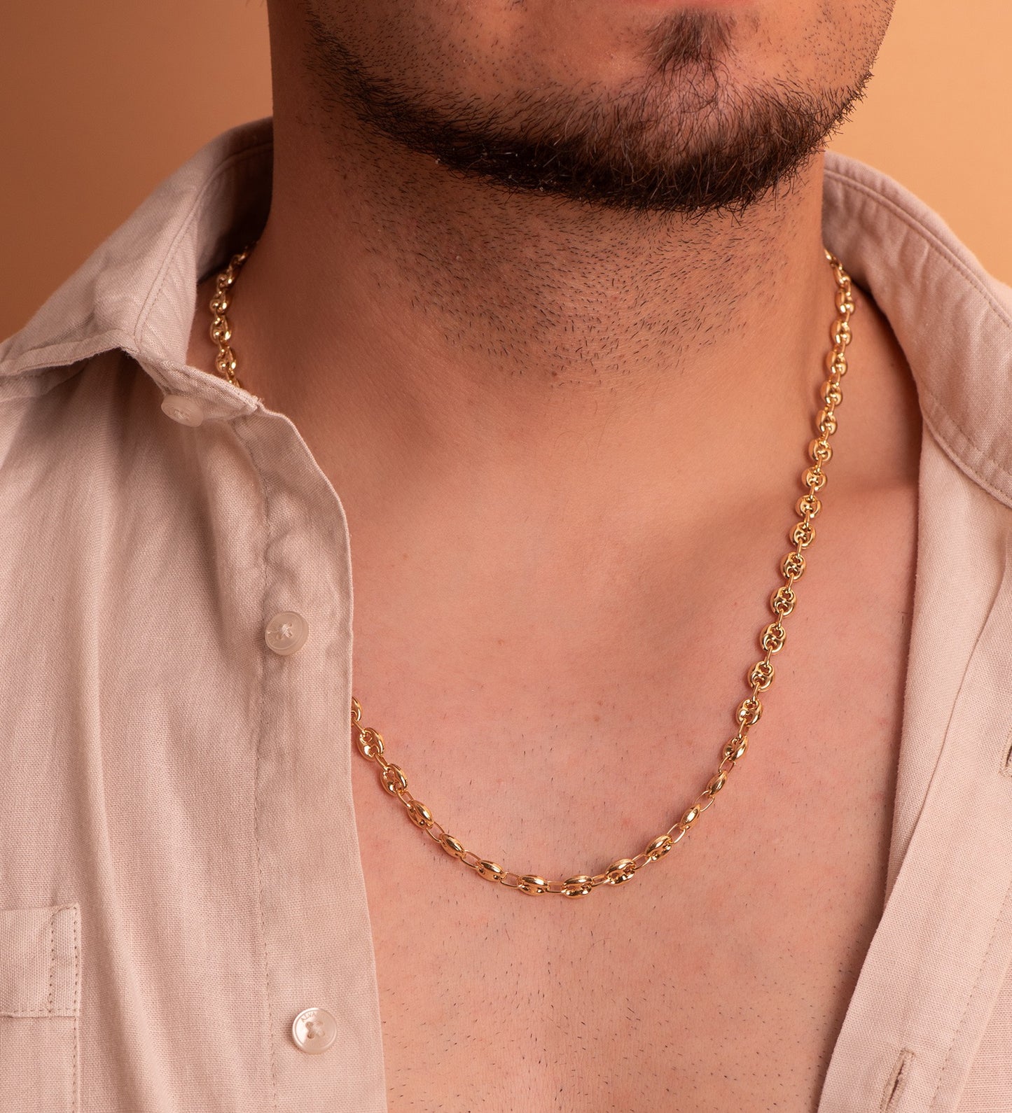 Chaîne maille Grain de café , Or 18k