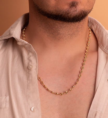 Chaîne maille Grain de café , Or 18k