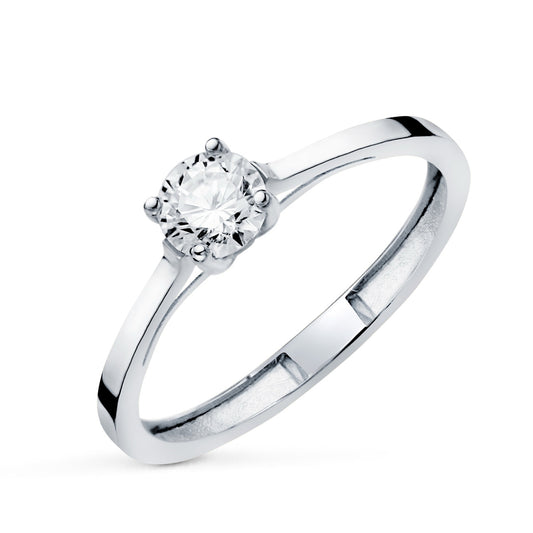 Bague solitaire diamant  0,50ct g-vs1, Or Blanc 18k