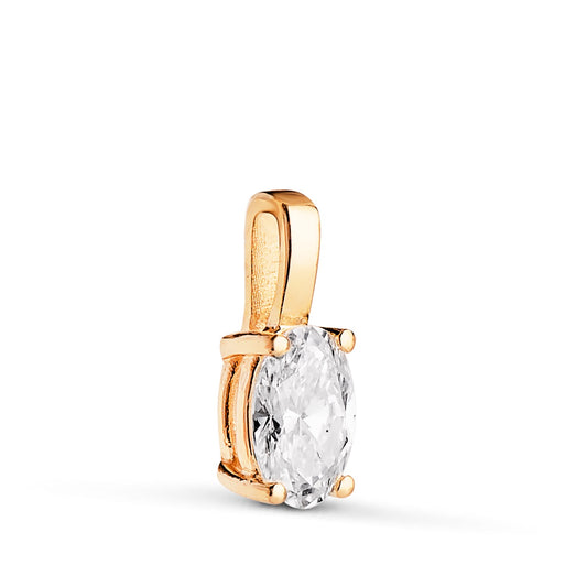 Pendentif diamant ovale g-vs1 , Or jaune 18K