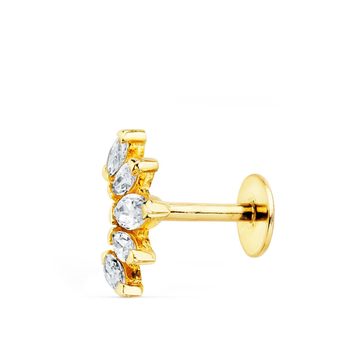 Piercing courbé épi 5 zircon , OR 18K