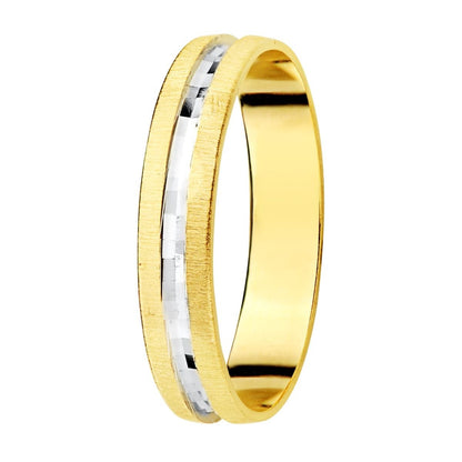 Alliance bords sculptés et matés , Or bicolore 18K - PARADOXE