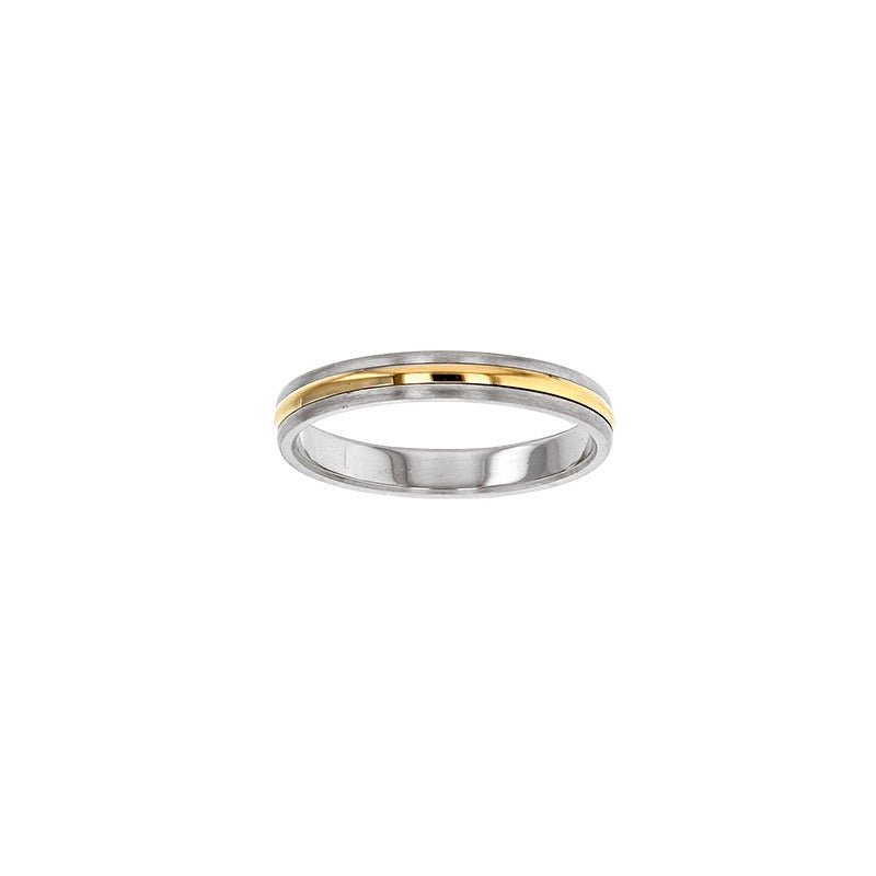 Alliance brilliant & bords mat , Or bicolore 18K - PARADOXE