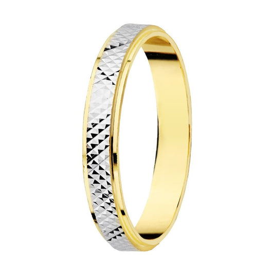 Alliance diamanté & bords brilliant , Or bicolore 18K - PARADOXE
