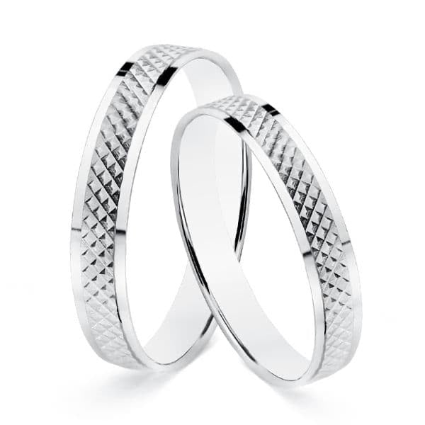 Alliance diamanté & bordure brillante , Or blanc 18K - PARADOXE