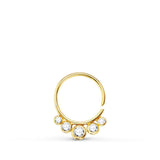 Piercing hélix anneau 5 zirconium sertis clos en or jaune 18 carats