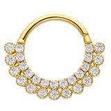 Piercing hélix anneau clicker 2 rangs de zirconium en or jaune 18 carats