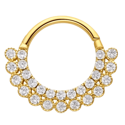 Anneau clicker 2 rangé zirconium , Or 18K - PARADOXE