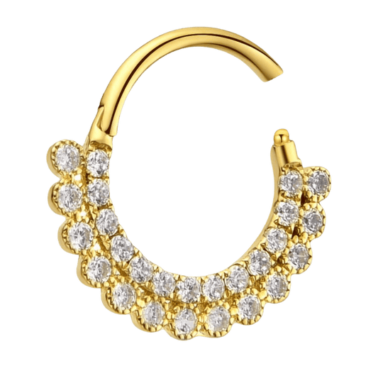 Anneau clicker 2 rangé zirconium , Or 18K - PARADOXE