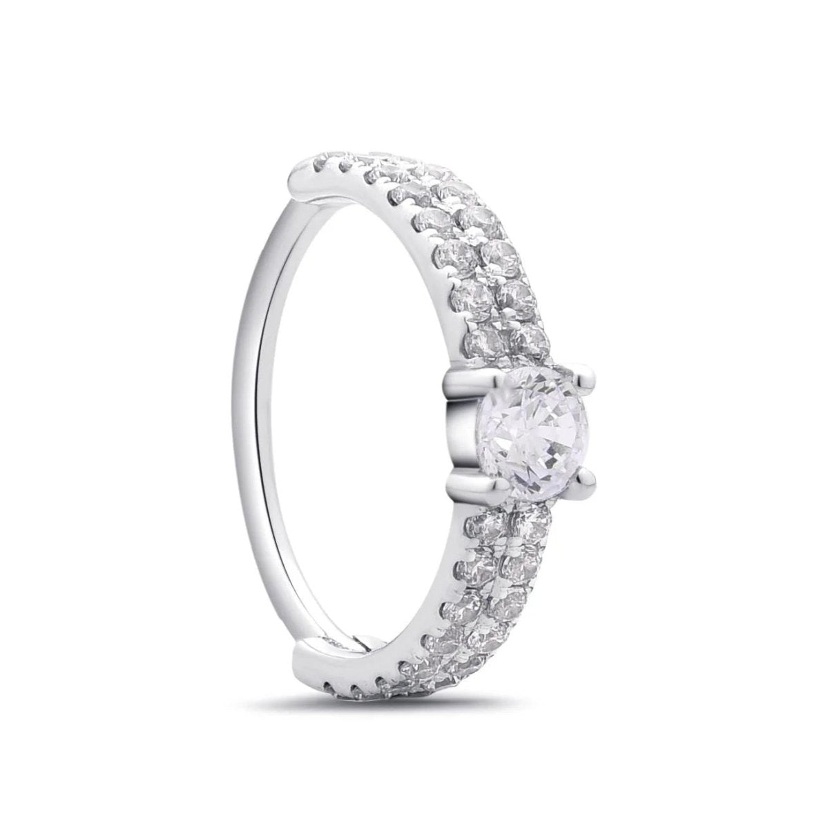 Anneau clicker zirconium , Or blanc 18K. - PARADOXE