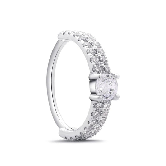 Anneau clicker zirconium , Or blanc 18K. - PARADOXE